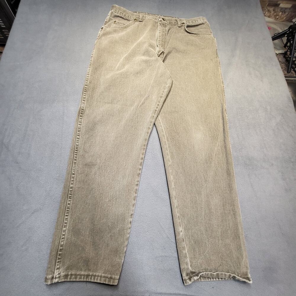 Vintage Wrangler Jeans Mens 36x30 Brown Straight Leg Western Distressed Denim
